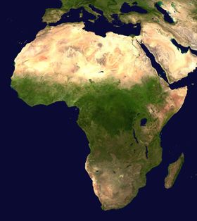 A satellite composite image of Africa