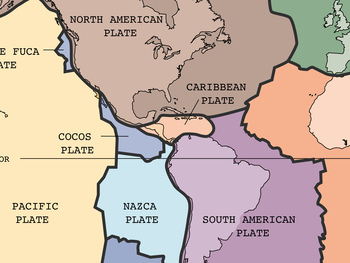 Detail of tectonic plates from: Tectonic plates of the world