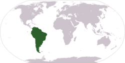 World map showing South America