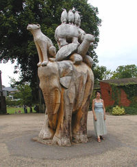 A tree sculpture at Bristol Zoo, Bristol, England. This was sculpted with a chain saw from a standing tree, which was diseased and due to be felled