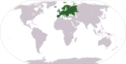 World map showing Europe