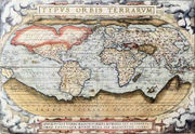 World map from the first modern atlas by Ortelius - Theatrum Orbis Terrarum (1570)